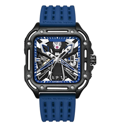 Mark Fairwhale ISITRION Cobalt Depth – Deep blue automatic mechanical watch for men with numberless luminous dial and durable strap