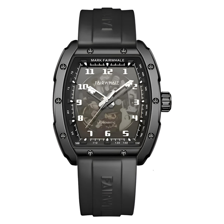 Mark Fairwhale KINETRA Stealth Drive – Black ion-plated automatic sport watch for men, minimalist dark dial with high visibility