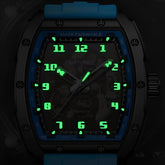 Mark Fairwhale KINETRA Cobalt Pulse – Deep blue luminous automatic watch for men, sleek 45mm tonneau case with sport strap