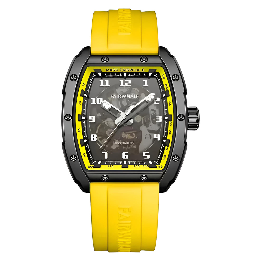 Mark Fairwhale KINETRA Solar Flare – Yellow accent automatic sport watch for men with luminous dial and silicone strap
