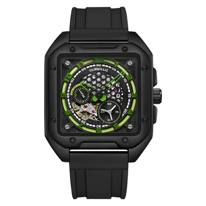 Mark Fairwhale RYON Forest Core – Green-tinted automatic tourbillon watch for men with industrial design and luminous display