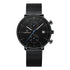 Mark Fairwhale FW-5400 LUMINOR Men’s black chronograph quartz watch with minimalist dial and stainless steel mesh strap.