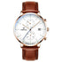 Mark Fairwhale LUMINOR Men’s chronograph quartz watch with white dial, rose gold case and genuine brown leather strap.