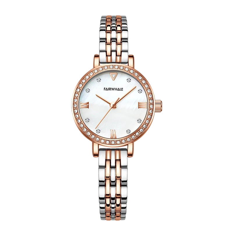Mark Fairwhale LUMORA 3250 two-tone stainless steel women’s quartz watch with white mother-of-pearl dial