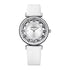 Mark Fairwhale LUMORA Pearl Lumen white leather luxury watch for women, diamond accent dial, 33mm round case, quartz movement