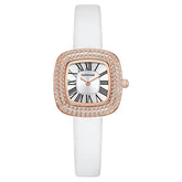 Mark Fairwhale LUMÉRA Pearl Aura white quartz watch for women, crystal bezel, sapphire glass, leather strap, vintage elegance