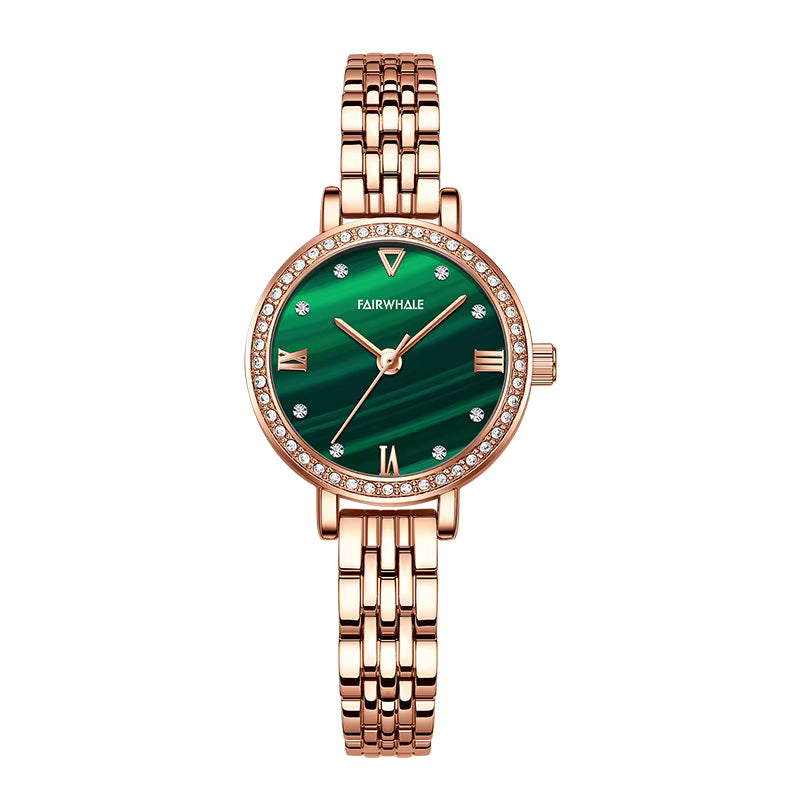 Mark Fairwhale LUNAÉRA Verdant Glow bronze green quartz watch, stainless steel bracelet, butterfly clasp