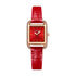 Mark Fairwhale LUNARA Crimson Muse red leather strap watch, stainless steel case, square dial, quartz movement, luxury women&
