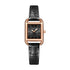 Mark Fairwhale LUNARA Noir Grace black leather strap watch for women, stainless steel square case, quartz movement, minimalist dial