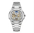 Mark Fairwhale LUNASKEL FW-6012 skeleton automatic watch with silver stainless steel strap and moon phase display