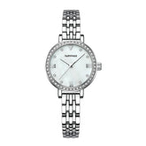 Mark Fairwhale LUNAÉRA Pure Luster silver quartz watch for women, full stainless steel design, butterfly clasp