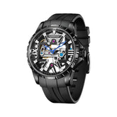 Mark Fairwhale NORIVEXA Obsidian Luxe – Sleek black automatic watch for men, 43mm stainless steel case, luminous dial
