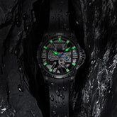 Mark Fairwhale NORIVEXA Obsidian Luxe – Sleek black automatic watch for men, 43mm stainless steel case, luminous dial