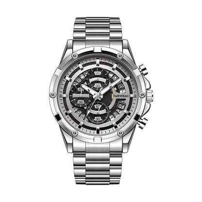 Mark Fairwhale NOVATRIX 5430 men’s luxury stainless steel chronograph watch in full silver design.