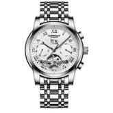 Mark Fairwhale ORIENTIS Cloud Frame – Silver-tone mechanical watch with numberless luminous dial and week/date display