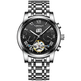 Mark Fairwhale ORIENTIS Obisidian Horizon – Black dial automatic calendar watch for men, 316L stainless steel case & silicone strap