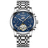 Mark Fairwhale ORIENTIS Skyborne Steel – Stainless steel automatic watch for men with luminous calendar dial and dual-material band
