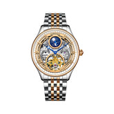 Mark Fairwhale SORIONI Solar Crest – Gold-accent moon phase automatic watch for men, minimalist numberless dial with premium leather band