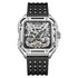 Mark Fairwhale RECTRON Aurora Drift – Silver-tone automatic watch with sleek numberless design and soft rubber strap for men