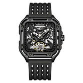 Mark Fairwhale RECTRON Obsidian Axis – Black rectangular automatic watch for men with numberless dial and luminous hands