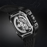 Mark Fairwhale RECTRON Obsidian Axis – Black numberless automatic mechanical watch for men with rubber strap and luminous hands