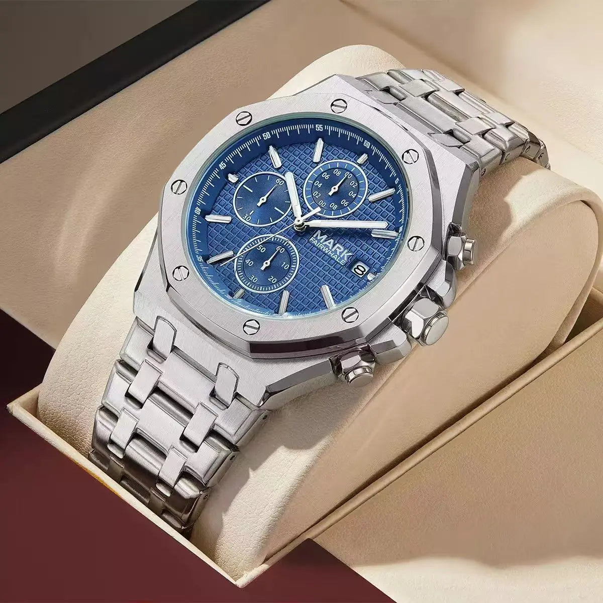 Mark Fairwhale RETRONIX men’s stainless steel waterproof quartz watch in gift box