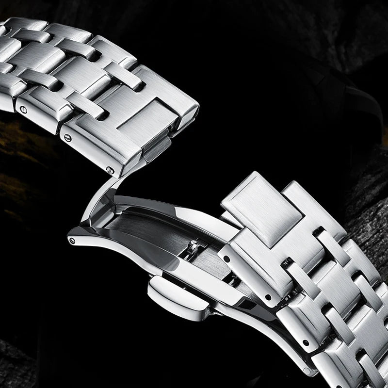 Mark Fairwhale RETRONIX stainless steel chain watch bracelet with push-button hidden clasp
