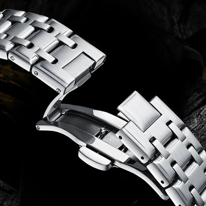 Mark Fairwhale RETRONIX stainless steel chain watch bracelet with push-button hidden clasp