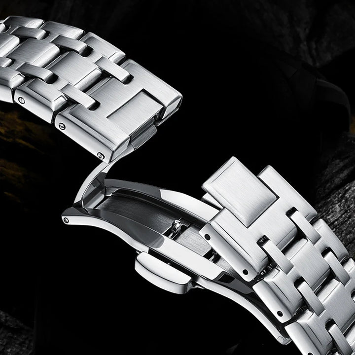 Mark Fairwhale RETRONIX stainless steel chain watch bracelet with push-button hidden clasp