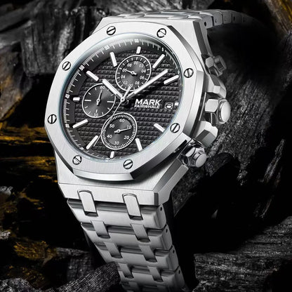 Mark Fairwhale RETRONIX stainless steel men’s chronograph quartz watch with black dial