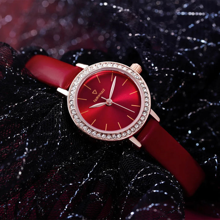 Mark Fairwhale ROVIA 3280 women’s watch with green dial and diamond bezel on rose gold mesh strap