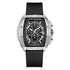 Mark Fairwhale FW-6590 RUBBER -chronograph watch with black strap, tonneau stainless steel case, and bold silver dial design