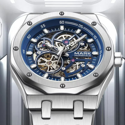 FW-6840 Skeleton dial with visible gears and luminous detailing.