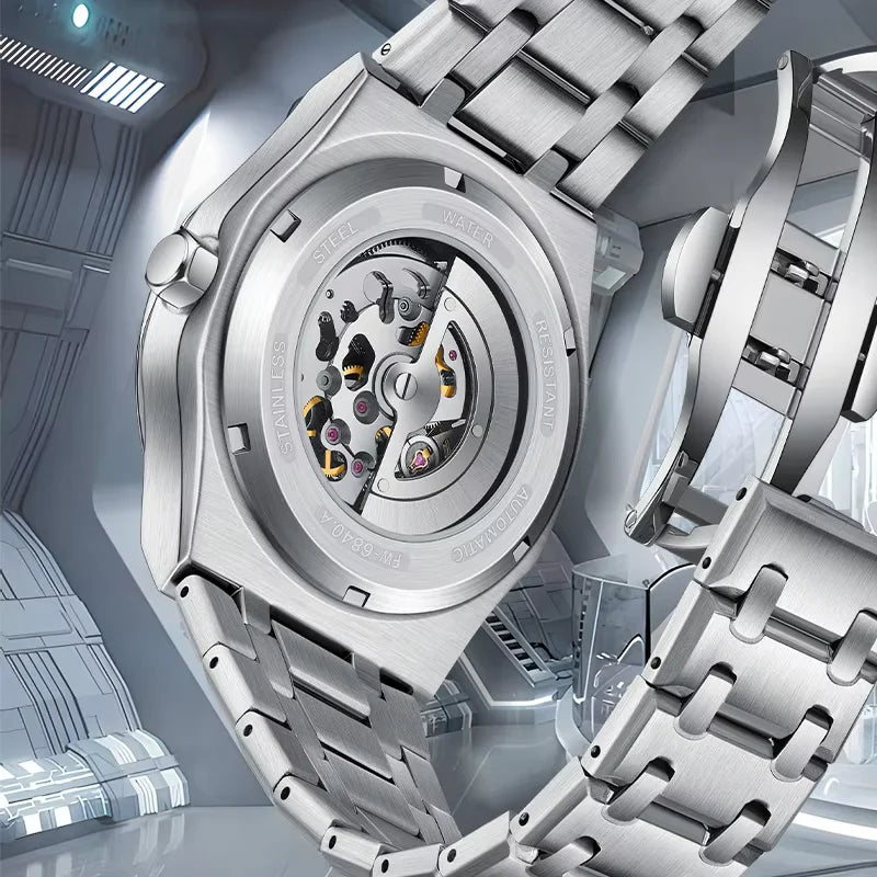 FW-6840 Transparent back showcasing the automatic movement.