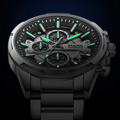 Mark Fairwhale STENTOR 5028 luminous chronograph men’s watch with glowing hands and markers