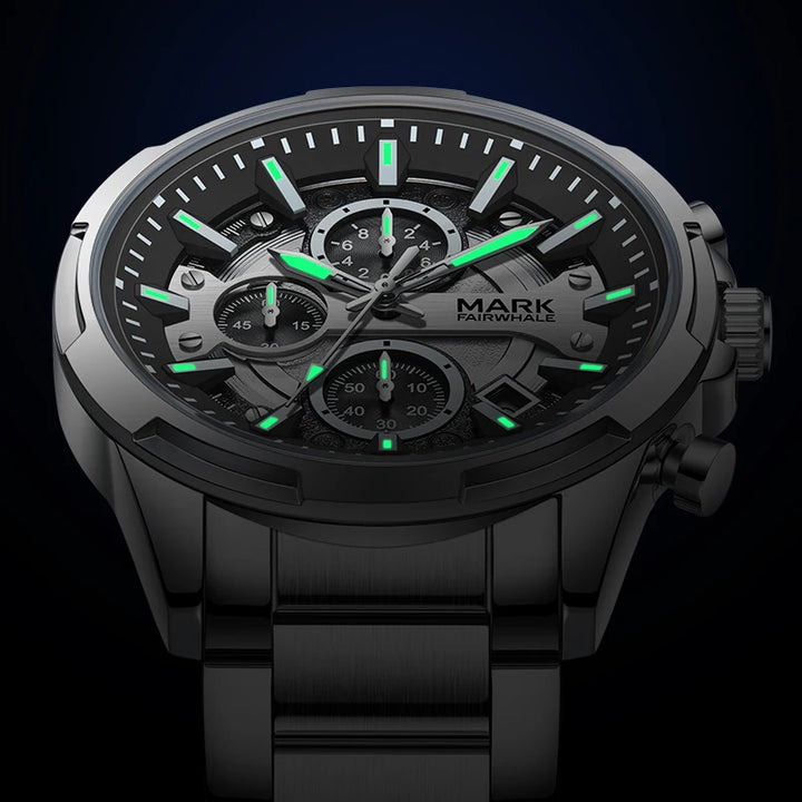 Mark Fairwhale STENTOR 5028 luminous chronograph men’s watch with glowing hands and markers