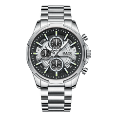 Mark Fairwhale 5028 STENTOR - Silver chronograph watch, front view