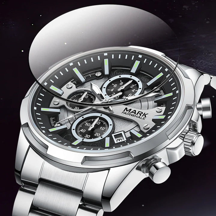 Mark Fairwhale STENTOR 5028 scratch-resistant Hardlex crystal luxury quartz chronograph watch