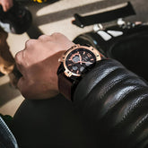 Mark Fairwhale TECTRON Desert Alloy brown beige watch for men, 48mm analog digital chronograph, stainless steel case