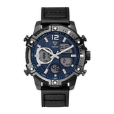Mark Fairwhale TECTRON Onyx Core black digital analog chronograph watch for men, 48mm stainless steel case, LED display