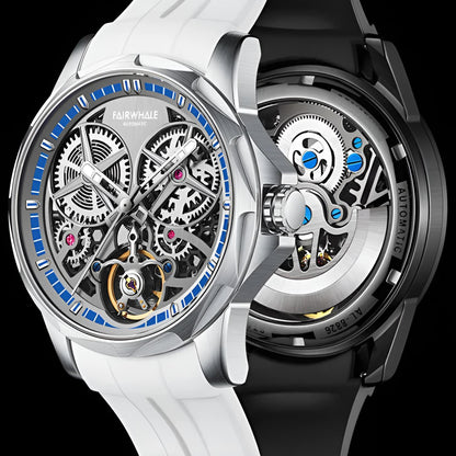 Mark Fairwhale TERNION Pure Motion – Black-White dial automatic sport watch for men with rubber strap and stainless steel case