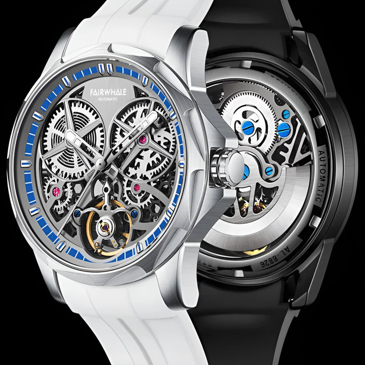 Mark Fairwhale TERNION Pure Motion – Black-White dial automatic sport watch for men with rubber strap and stainless steel case