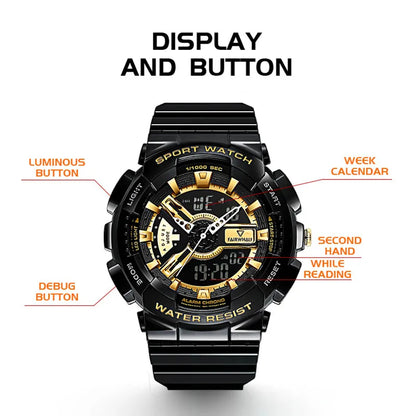 Mark Fairwhale FW-4300 TETRON waterproof 3 ATM men’s digital sport watch