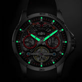 Mark Fairwhale THERION Crimson Pulse – Red-accent automatic watch for men with calendar display and luminous hands