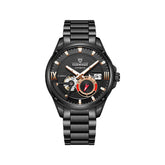 Mark Fairwhale THERION Obsidian Drive black skeleton automatic watch, 100M water resistant, stainless steel bracelet