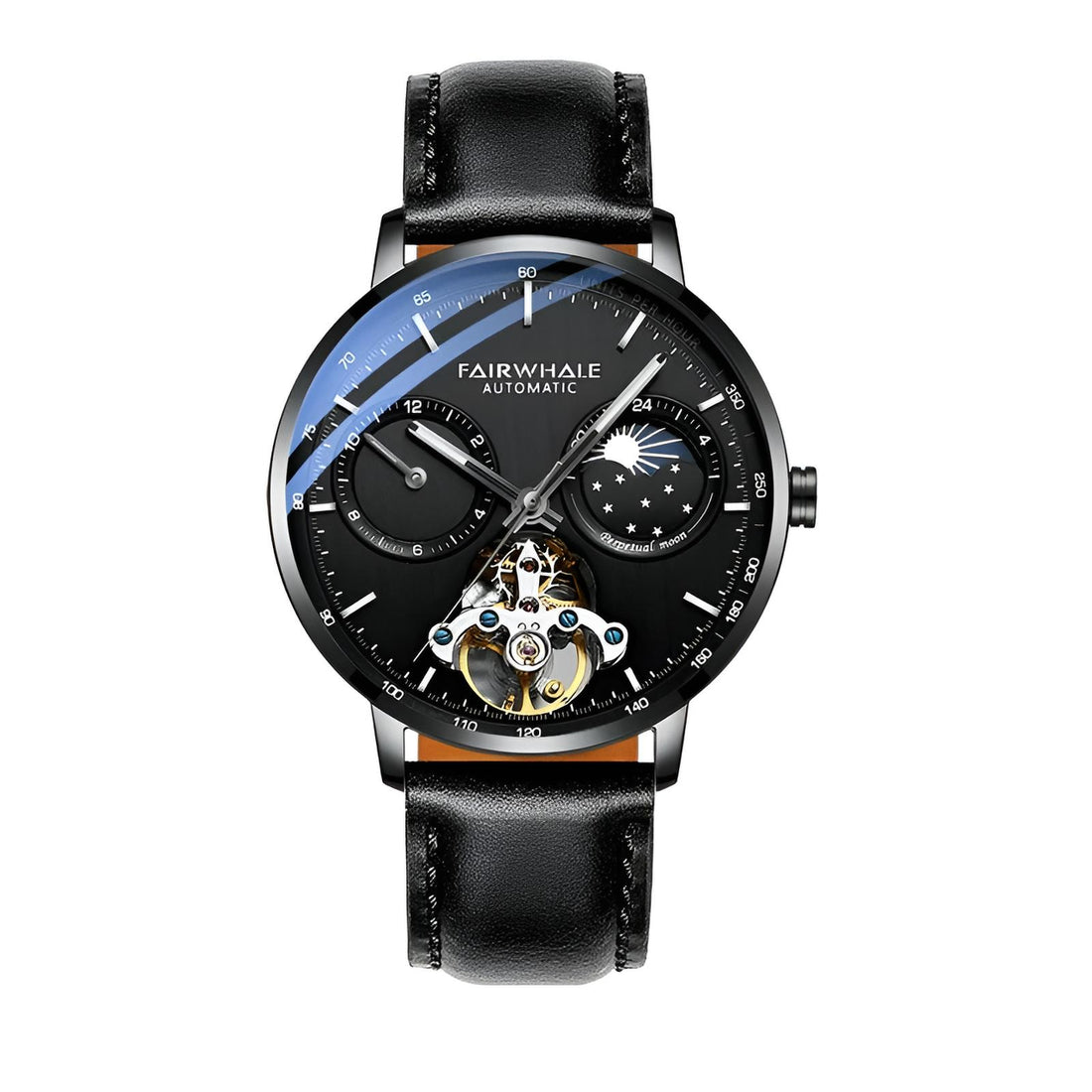 Mark Fairwhale THERIXIS Void Core – Gunmetal automatic watch with open-heart mechanics and moon phase complication