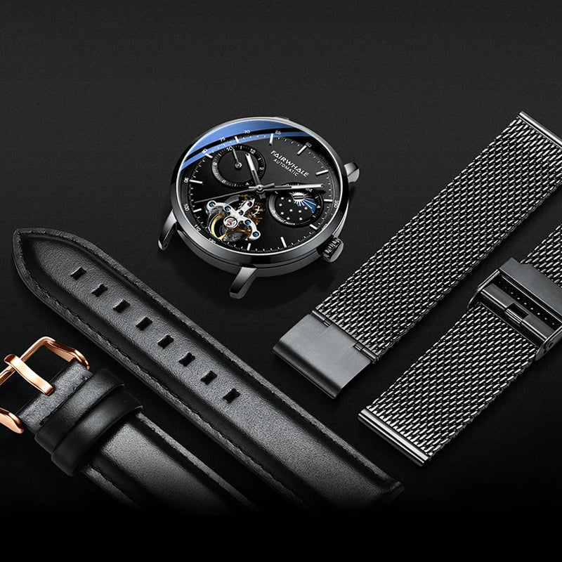 Mark Fairwhale THERIXIS Void Core – Gunmetal automatic watch with open-heart mechanics and moon phase complication