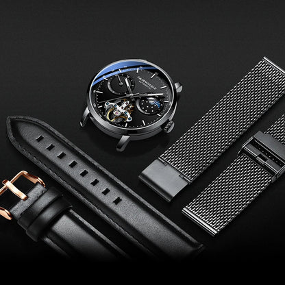 Mark Fairwhale THERIXIS Void Core – Gunmetal automatic watch with open-heart mechanics and moon phase complication