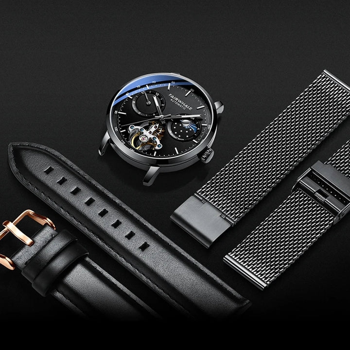 Mark Fairwhale THERIXIS Void Core – Gunmetal automatic watch with open-heart mechanics and moon phase complication