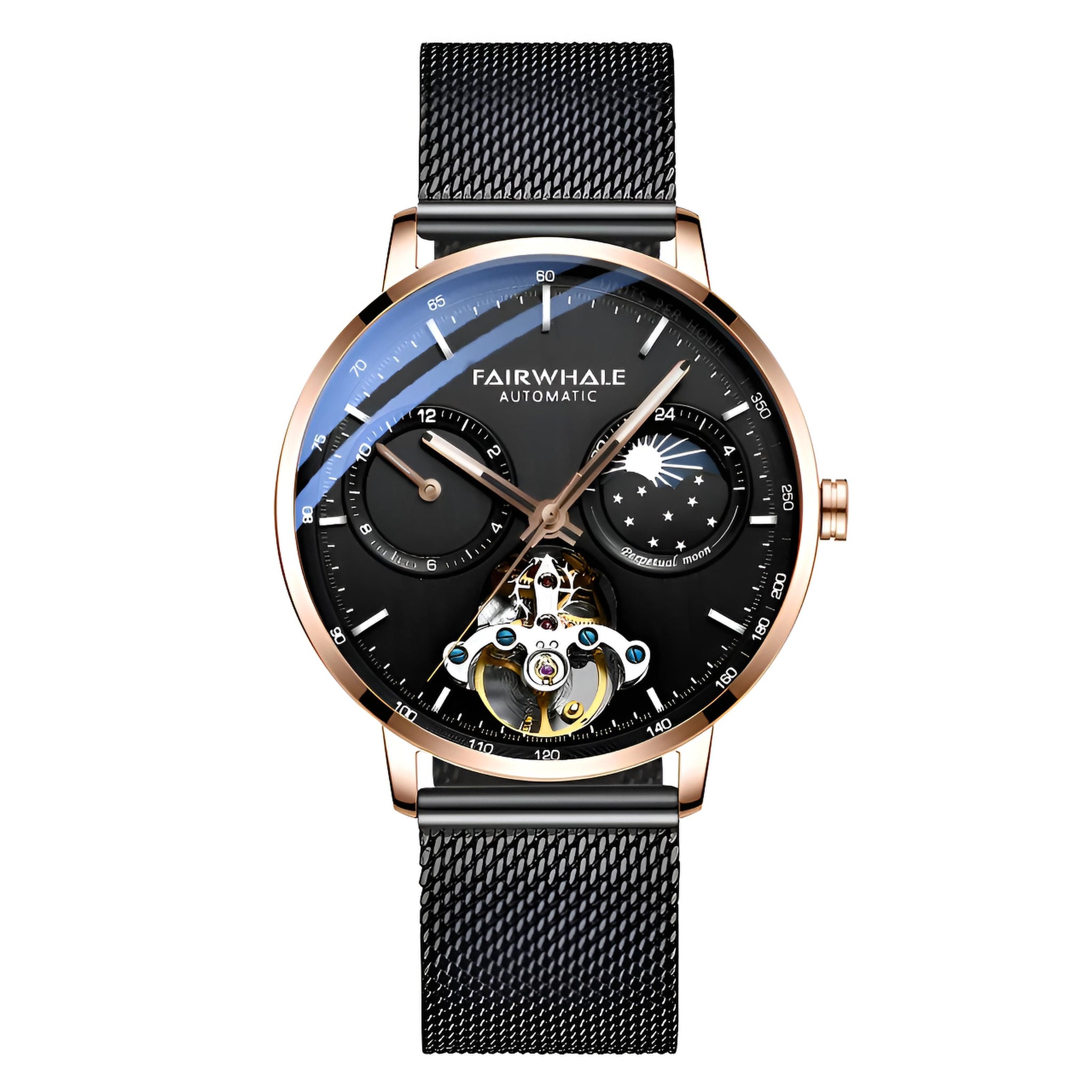 Mark Fairwhale THERIXIS Earthbound_Earthbound – Gunmetal automatic watch with open-heart mechanics and moon phase complication